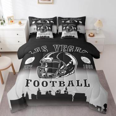 Imagem de Erosebridal Jogo de cama com 7 peças, futebol americano, futebol americano, futebol americano, rúgbi, para crianças, adolescentes e adultos, conjunto de cama ombré (Las Vegas)