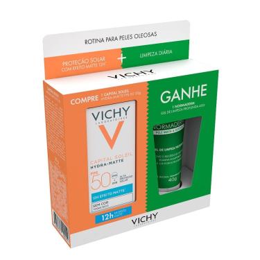 Imagem de Kit Vichy Protetor Solar Capital Soleil Hydra Matte FPS50 Toque Seco 30g e Ganhe Normaderm Gel de Limpeza Profunda 50g