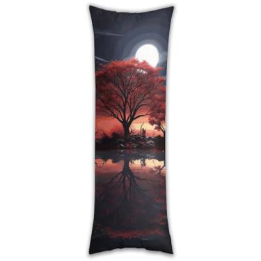 Imagem de Capa de travesseiro de corpo de árvore vermelha, ultramacia, respirável, longa, 137 x 50 cm, fronha decorativa com zíper oculto para sofá de quarto