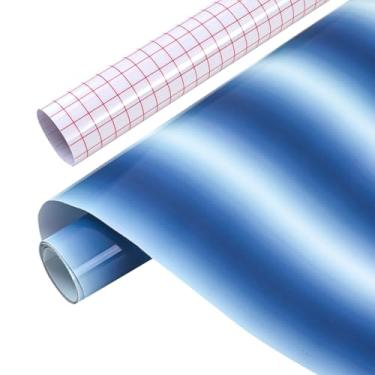 Imagem de Tintnut Rolo de vinil permanente gradiente - Vinil adesivo permanente com padrão ombré azul e branco de 30,5 cm x 1,5 m para máquina de corte, folhas à prova d'água para autoadesivo de decoração de