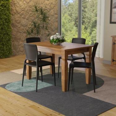 Imagem de Conjunto Mesa Madeira Maciça Marin Brasil 4 Cadeiras Sofia Fechada Pre