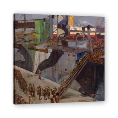 Imagem de American Troops Embarking John Lavery Classic Realist Portrait & War Scene Canvas Art – Decoração de parede de arte irlandesa para casa emoldurada 39,98 x 39,9 cm