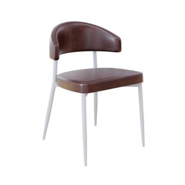 Imagem de Cadeira Bless Fixa C/4 Pés 53 X 55 X 78cm Pés Brancos. Courino Café Courino Café