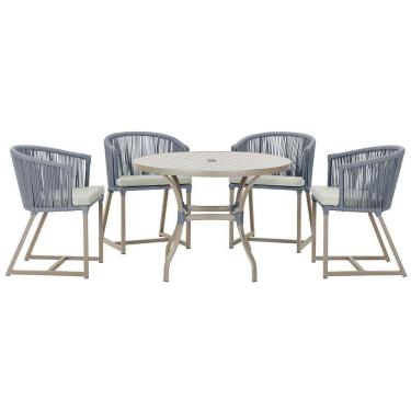 Imagem de Mesa Com 4 Cadeiras E Noronha Estofado 3 Trama autêntico Prata