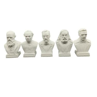 Imagem de otdlle Charles Darwin Gregor Mendel Louis Pasteur Mendeleev Fleming busto cabeça escultura estátua decoração estatueta colecionável mesa mesa top (conjunto de 5 cientistas, 10 cm A x 2,5 x 2 D)