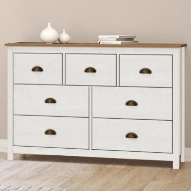 Imagem de Cômoda Para Quarto 125cm 7 Gavetas Lázio Branco/freijó F07 - Mpozenato