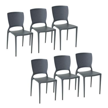Imagem de Conjunto 6 Cadeiras Safira Em Polipropileno E Fibra De Vidro Grafite Tramontina