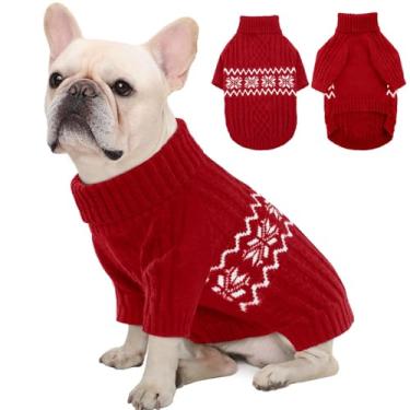 Imagem de Kuoser Suéter para cães, suéteres para cães médios, roupas de Natal para meninos e meninas, casaco de inverno, roupas de malha, moletom para animais de estimação Frech Bulldog, Boston Terrier