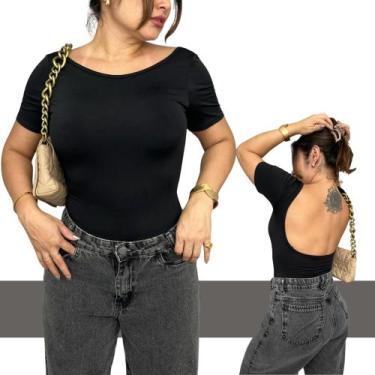 Imagem de Body Feminino Custa Nua Manga Curta Tecido Suplex Com Fecho Sem Bojo -