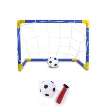 Imagem de Trave De Futebol GRANDE Infantil TRAVINHA + Bola + REDE + BOMBINHA Mini Gol Brinquedo DESMONTÁVEL GOLZINHO COM BOMBA MENINO CRIANÇA FURINGUINHO 60 CM