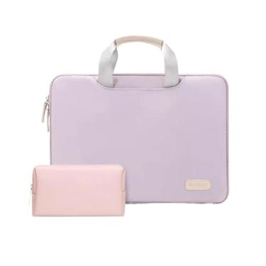 Imagem de Bolsa para laptop de alta aparência capa para laptop de 15,6 polegadas grande capacidade pasta multifuncional bolsa para computador (roxa)
