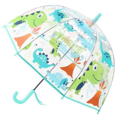 Imagem de Guarda-chuva Cybyq-Family Kids Clear Dome, dinossauro à prova de vento