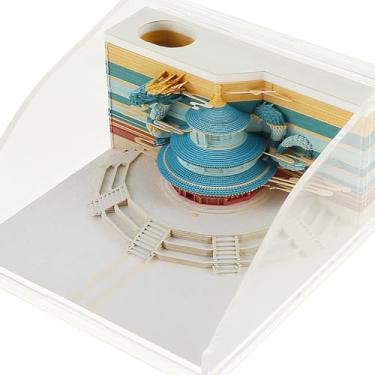 Imagem de Bloco de notas 3D para mesa 149/166 páginas, bloco de notas criativo, com luz de LED, bloco de notas 3D, faça você mesmo, ilha 3D, arte de entalhar em papel para decoração de mesa de escritório em