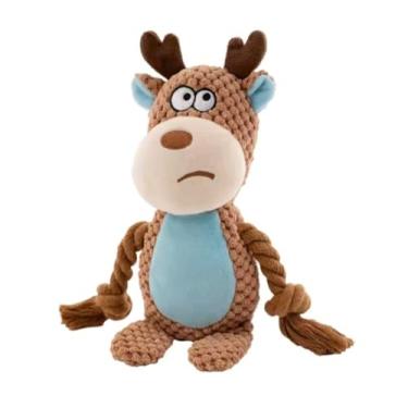Imagem de Brinquedo para Pets Pelúcia Corda Trançada Personagens Divertidos: Burro Sorridente, Pato Curioso, Rena Dengosa, Raposa Esperta, Urso Desconfiado e Macaco Travesso