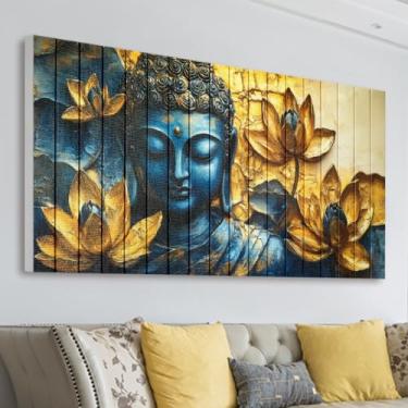 Imagem de llribbons Arte de parede de Buda vintage zen flores de lótus imagens inspiradoras decoração de parede feita à mão tecido 3D texturizado para budismo quarto banheiro quarto sala de estar decoração de