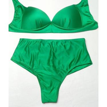 Imagem de Biquíni plus size meia taça com bojo cintura alta hot pants - Tropican