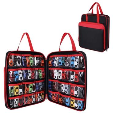 Imagem de Estojo de transporte de armazenamento de carro de brinquedo compatível com Hot Wheels de até 99 peças, bolsa organizadora de armazenamento de brinquedos portátil para carros de brinquedo em escala 1