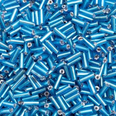 Imagem de Miçanga Passante Canutilho Tubo Azul Turquesa 7mm 2000pçs 100g - Macal