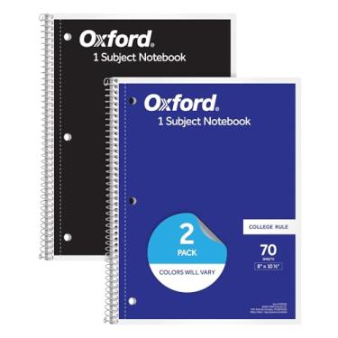 Imagem de Oxford Cadernos espirais, 1 matéria para escola, papel pautado universitário, 70 folhas, 20 x 26 cm, preto, azul, pacote com 2 (1002522)
