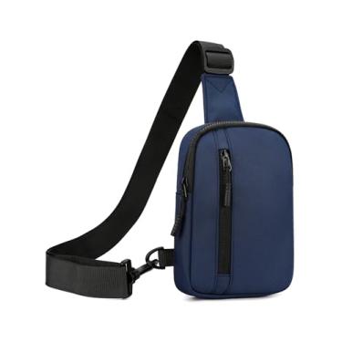 Imagem de Peicees Mini bolsa tiracolo masculina, bolsa de ombro, bolsa tiracolo feminina, suporte para telefone com alça reversível e bolso duplo, Azul, mini
