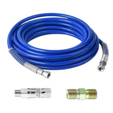 Imagem de Mangueira de pulverizador de tinta sem ar de 1,2 m x 0,6 cm, mangueira de pulverização de tinta airless de alta pressão 8500PSI com mangueira de chicote de 1,2 m e conector de mangueira de 0,6 cm e
