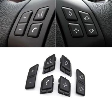 Imagem de Goodithy 6 peças, capa de botão de controle de volante, capas de volante multifuncionais, substituição de acabamento de chaves para BMW Série 3 E90 E91 E92 E93 X1 E84 318i 320i 325i (Modelo B)