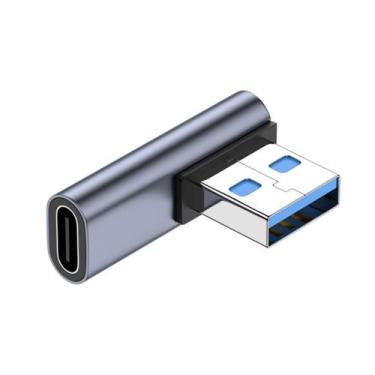 Imagem de Adaptador USB 3.0 de 90 graus fêmea TIPO C para USB macho - Djahpenha