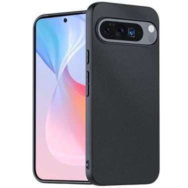 Imagem de POYUFRG Capa fina para Google Pixel 10 Pro/10 Pro XL/10, capa de couro minimalista antiimpressão digital para negócios suporta carregamento sem fio, capa de celular, preta, 10 Pro XL