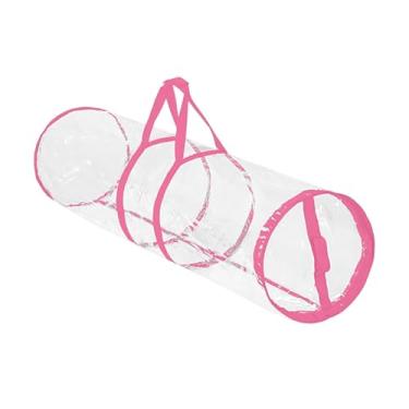 Imagem de Baoblaze Sacola de armazenamento de papel de embrulho de Natal em PVC, leve e transparente, organizador de papel de embrulho para festas de fim de ano e, Rosa