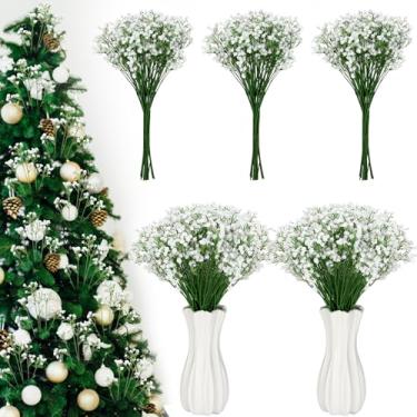 Imagem de FineCheer 24 peças de palitos e sprays de árvore de Natal para bebês de 40,6 cm, flores artificiais, galhos de vegetação falsos de Natal para casamento, arranjos florais, guirlandas de árvore de Natal