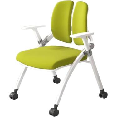 Imagem de Cadeira Cadeira De Escritório Com Rodas Cadeira De Estudo Ergonômica Com Encosto Duplo, Cadeira Portátil Com Rodas, Cadeira De Treinamento Confortável Para Sala De Conferência, Green a, 53*58*86cm