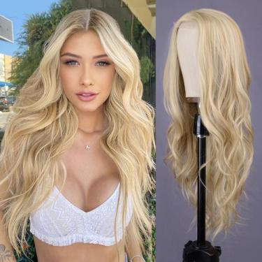 Imagem de Peruca Aida ble Mixed Blonde Long Wave 66cm resistente ao calor