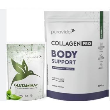 Imagem de Combo Collagen (Colageno) Pro Body Support Body Balance + Creatina 100% Sabor Neutro de 500 g+ Glutamina + de 300g-Pura Vida