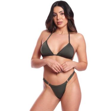 Imagem de Biquíni Conjunto Regulagem Cortinha Bojo Fio Duplo FMF Verde, Verde, G