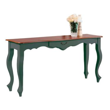 Imagem de Aparador de Sala 116cm com Pés Luis XV e 1 Gaveta 70810 Linz Móveis - Verde Musgo/Imbuia Glazer