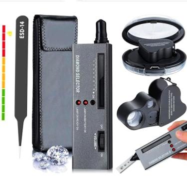 Imagem de Hqdz-td Testador De Diamantes Alta Precisão, Detector Para Joias, Caneta Testadora Diamantes, 30X 60X, Lupa Iluminada Mini Led Dobrável, Ferramenta Diferenciação Joias E Pinça
