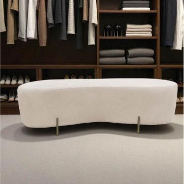 Imagem de Puff Decorativo Orgânico Alana Veludo Marfim - Mansão Decor