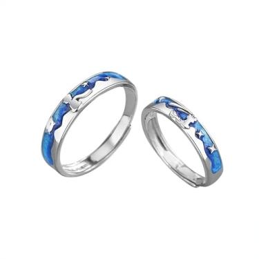 Imagem de yuruyi Anéis combinando para casais - Design de coração romântico | Conjuntos de alianças de noivado ajustáveis para ele e para ela, presentes de Dia dos Namorados, Cobre, Zircônia cúbica