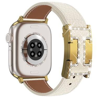 Imagem de CHANCHY Pulseira magnética de couro compatível com Apple Watch Ultra SE séries 10/9/8/7/6/5/4/3/2/1 de 40 mm, 38 mm, 41 mm, 42 mm, 45 mm, 46 mm, 40 mm, 38 mm, 41 mm, 44 mm, 45 mm e 46 mm