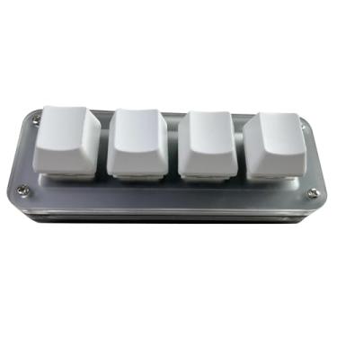Imagem de predolo Mini teclado de 4 teclas autoprogramável plug and play teclado portátil para jogos com fio USB para videogames teste de de piano funcional, Branco