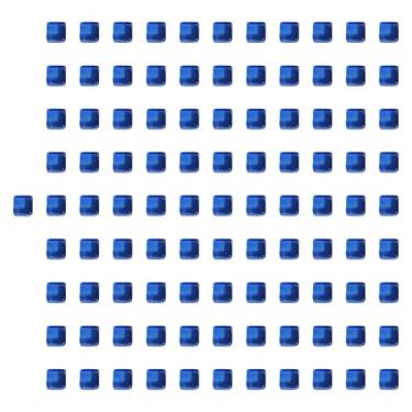 Imagem de simhoa 100x Cubos de acrílico, dados em branco, empilháveis, blocos de construção educativos de 1 cm, jogo de tabuleiro para centros de aprendizagem infantil, Azul