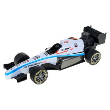 Imagem de Carro de Corrida de Brinquedo com Controle Remoto, Modelo F1, 1:14, Branco e Azul, 4+ Anos, Multi Funções, Solta Fumaça