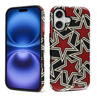 Imagem de Kapadiy Capa para iPhone 17, design de estrela vermelha híbrida dupla proteção de silicone rígido PC à prova de choque, capa protetora fina antiarranhões para homens e mulheres