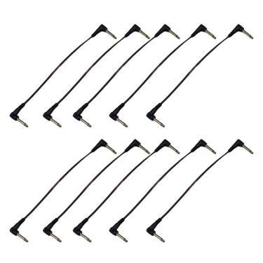 Imagem de Kit 10 Cabo P10 90º Em L Para Pedal Efeitos 25Cm Preto Mxt