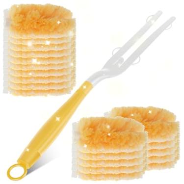 Imagem de Recargas de espanador de 20/30 peças, refis de espanador de várias superfícies com alça kit de limpeza de espanador de 360 graus para poeira ventiladores de teto de móveis eletrônicos