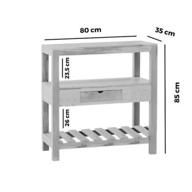 Imagem de Aparador Ilha 80 cm Madeira Demolição Natural Com Gaveta - MHM Móveis 