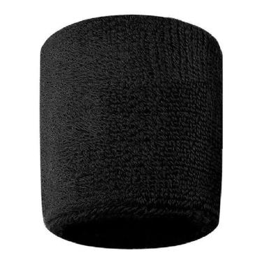 Imagem de Munhequeira Pulso Toalha Preta Algodão Unissex Academia