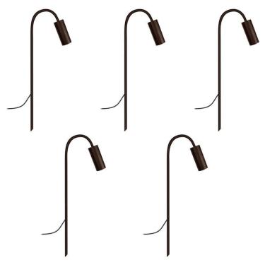 Imagem de Kit 5 Balizadores Luminária Espeto Jardim Curvo Marrom 50Cm