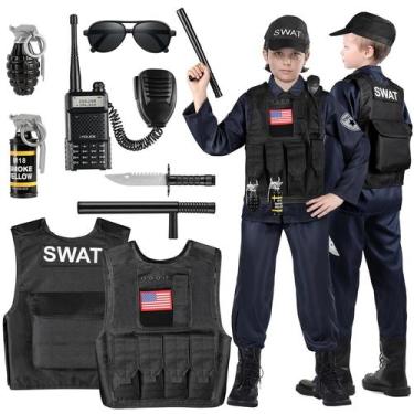 Imagem de Conjunto de fantasias infantis de policial SWAT de Luucio