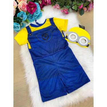 Imagem de Fantasia Infantil Minions Azul com Camiseta Amarela e Máscara - Dia da
